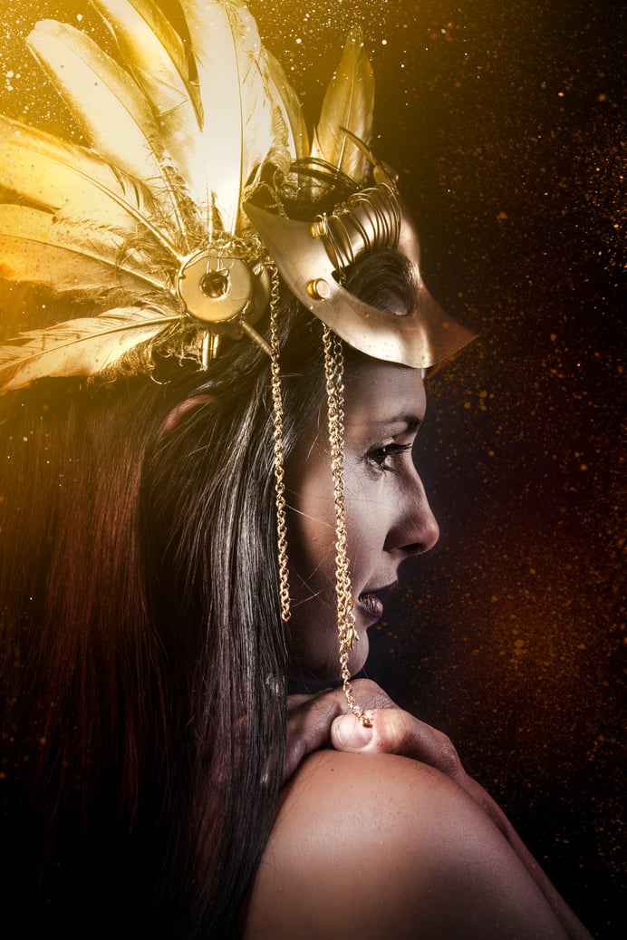 Fantasy Queen, Young with Golden Mask, Ancient Goddess